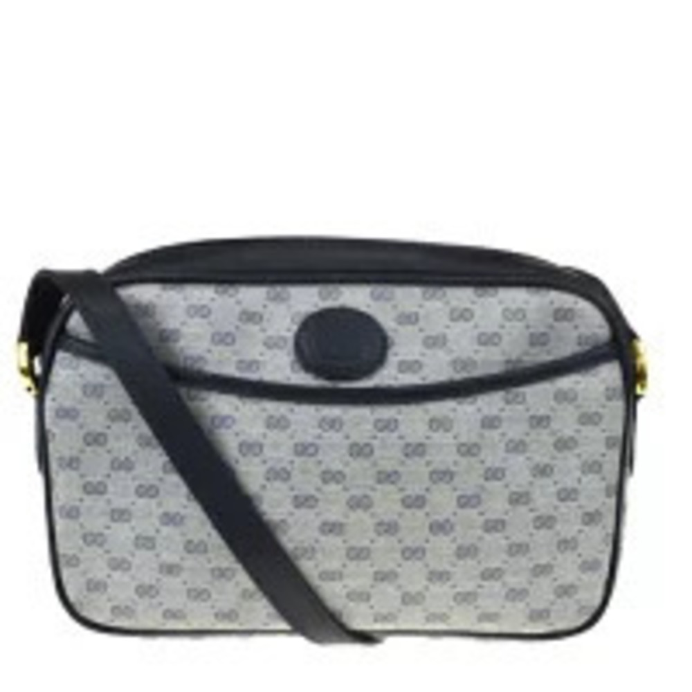 Gucci Shoulder Bag GG Interlocking Navy Blue Leather